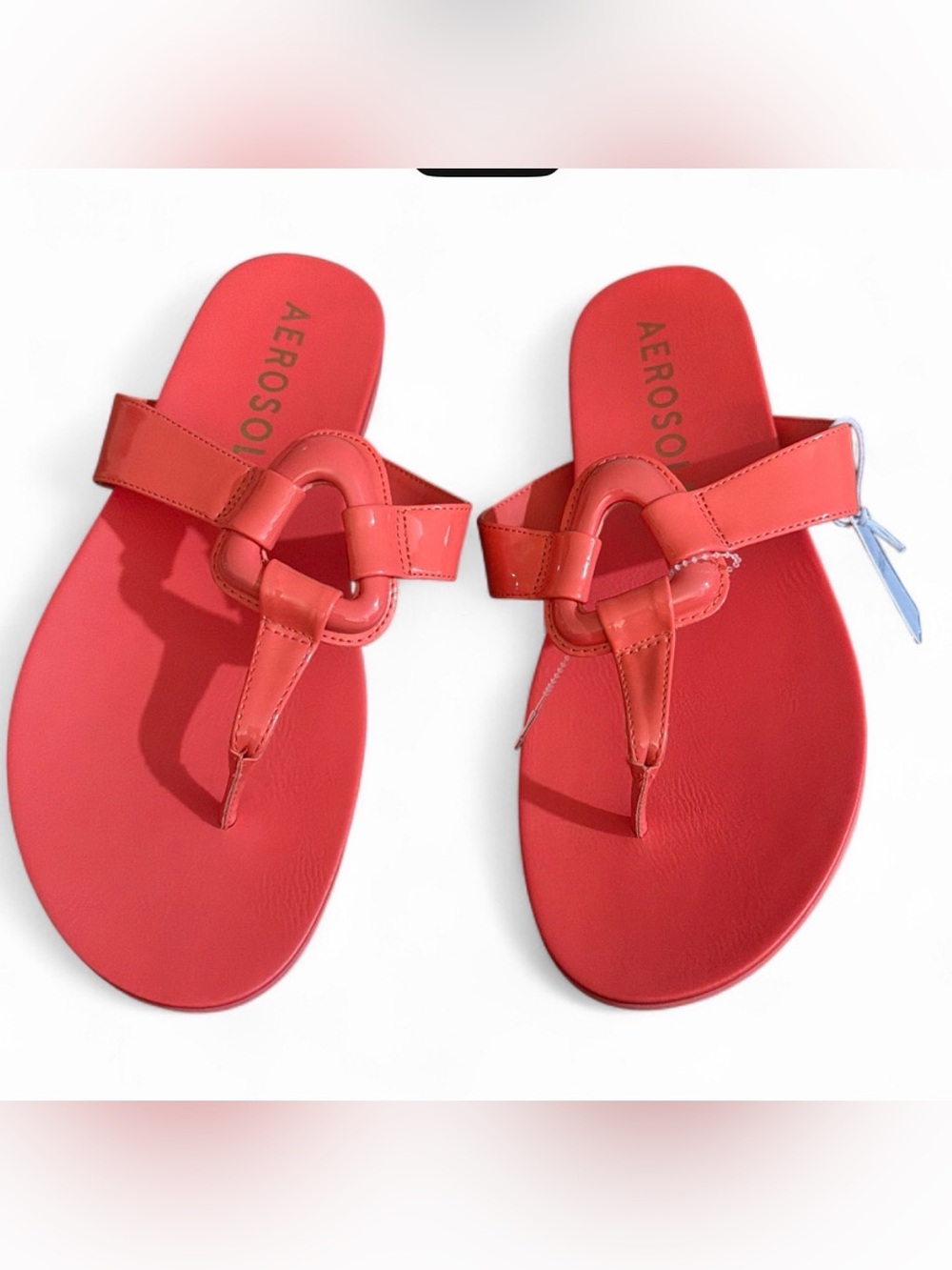 AEROSOLES Coral-Red Knot Thong Sandals